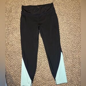 Tangerine Large Black and Teal Athletic Leggings